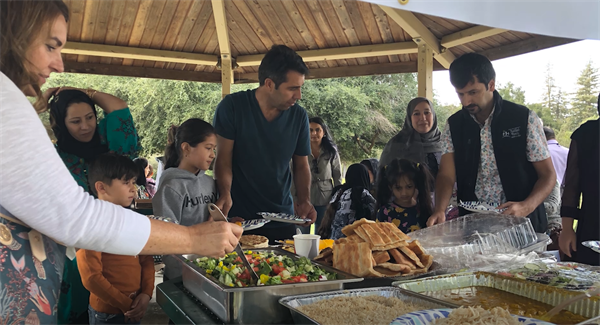 Community meal in park